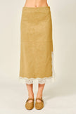Lace & Leather Midi Skirt