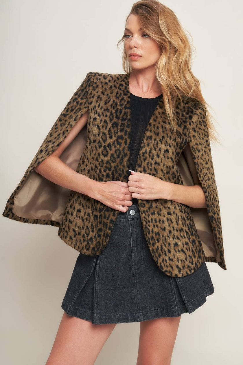 Brown Leopard Capelet