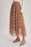 Whimsical Tiered Tulle Midi Skirt