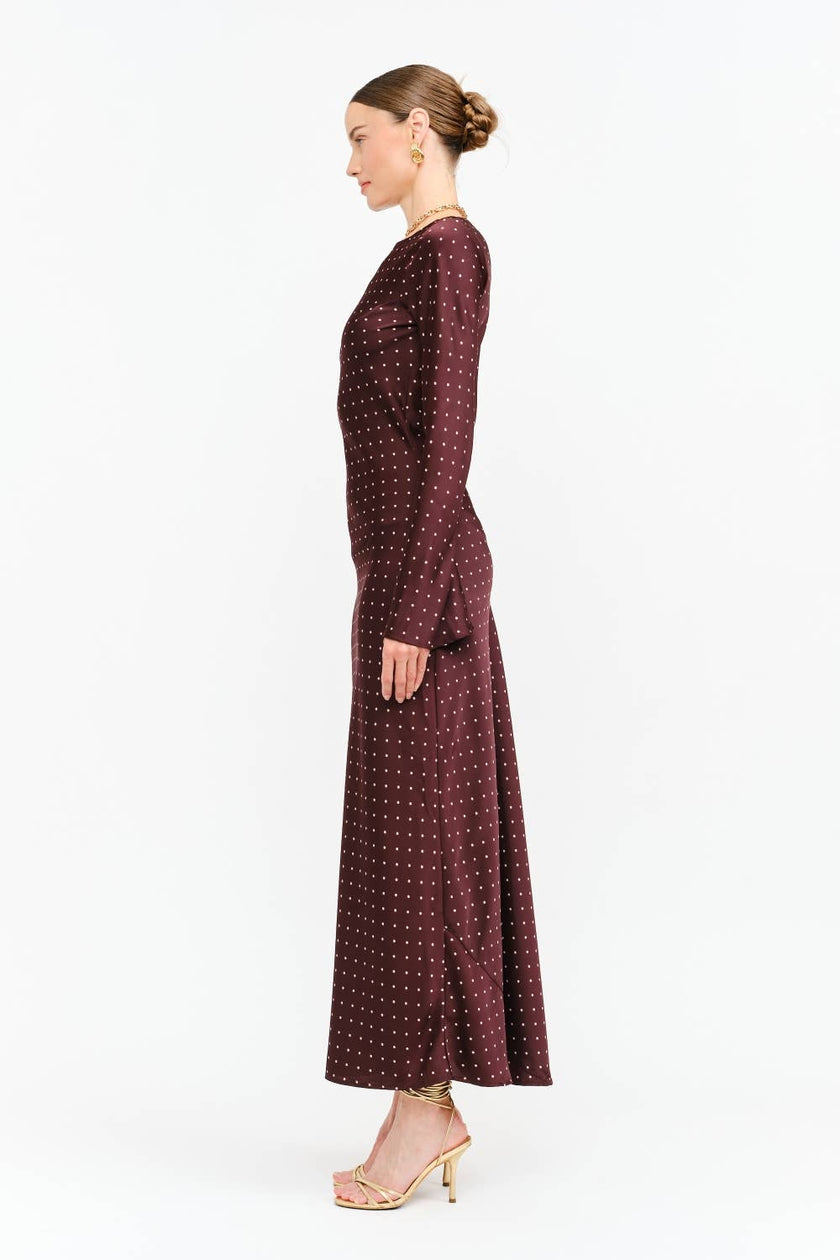 Georgie Burgundy Dot Dress