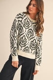 Floral Pattern Knit Sweater
