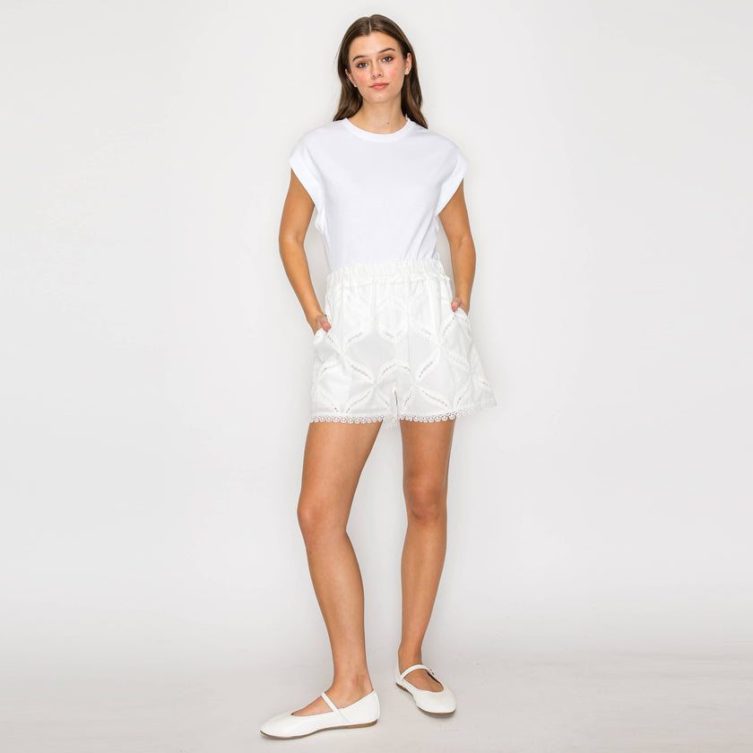 Pure White Cotton Shorts