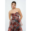 Floral-Tiered Strapless Maxi Dress