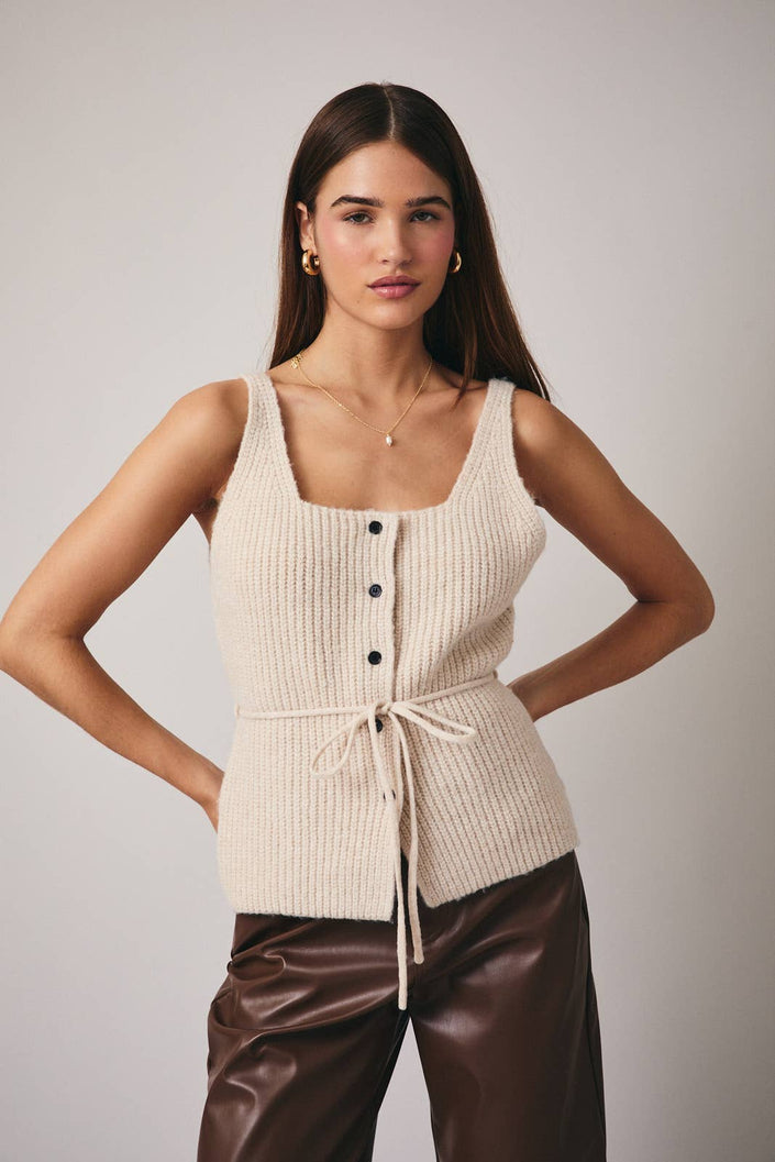 Sleeveless Button-down Sweater