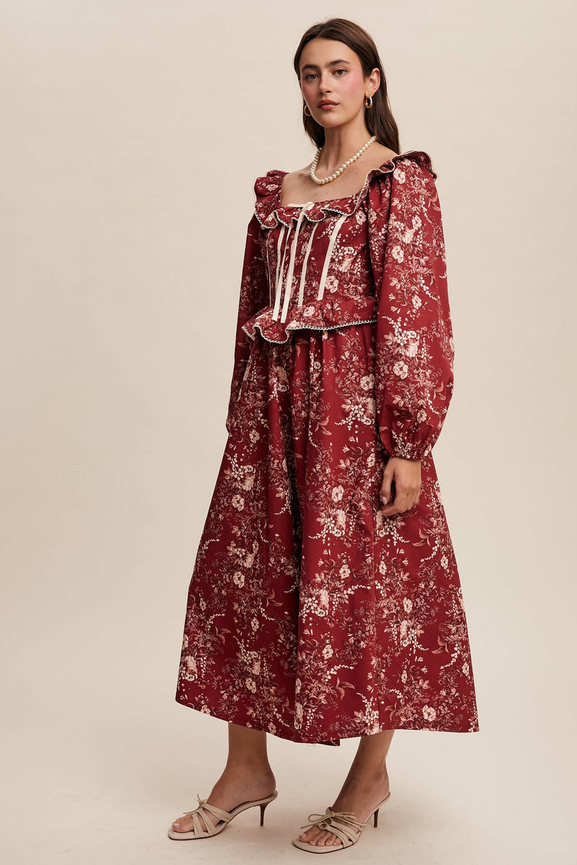 Floral Corset Ruffle Dress