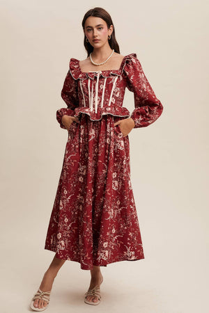 Floral Corset Ruffle Dress