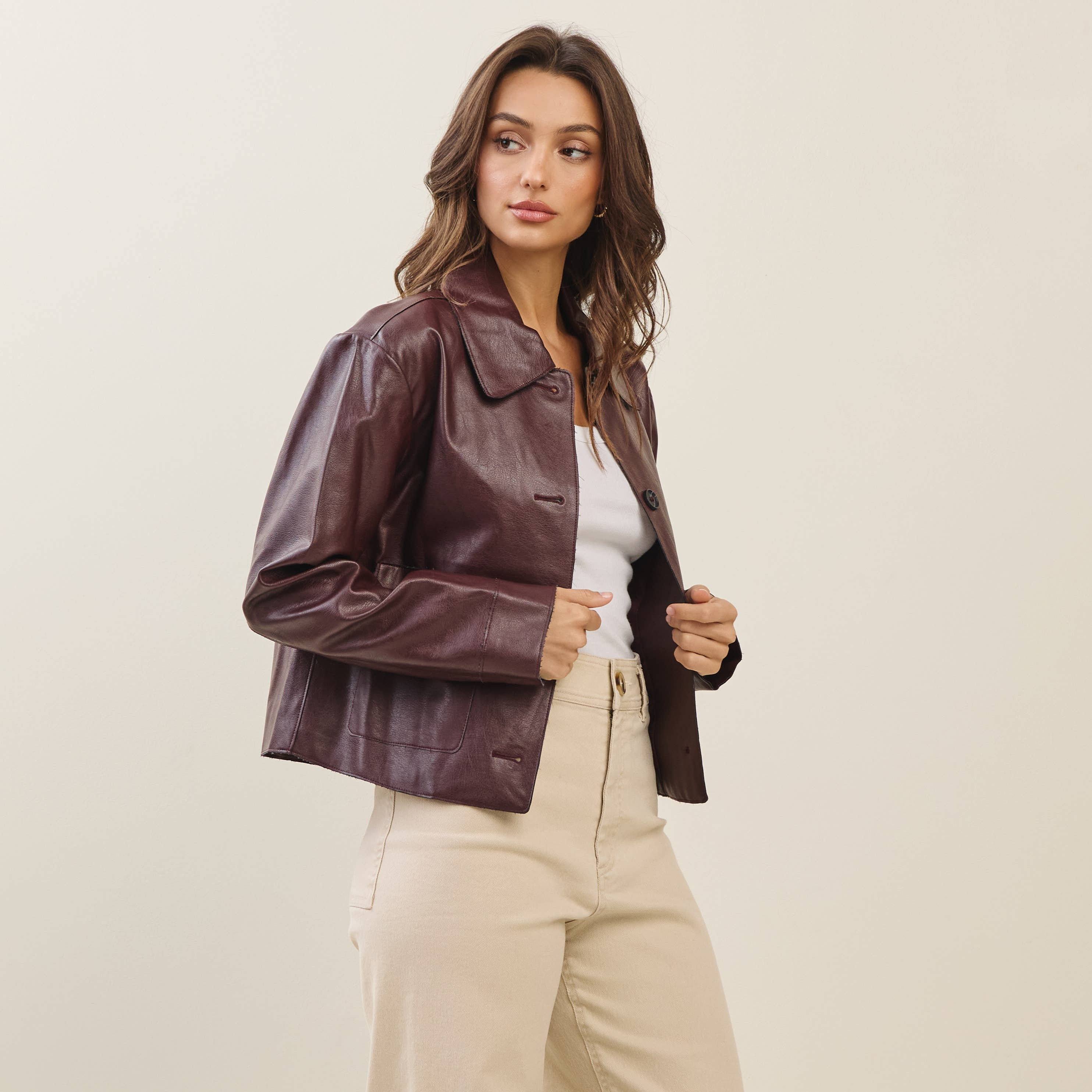 Vegan Leather Jacket | Bordeaux