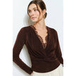 Velvet Twist-Front Long Sleeve Top