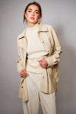 Fringe Trim Faux Leather Snap Jacket