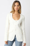 Lilia Linen Scoop Neck Blazer