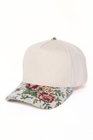Floral Print Brocade Baseball Cap