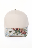 Floral Print Brocade Baseball Cap