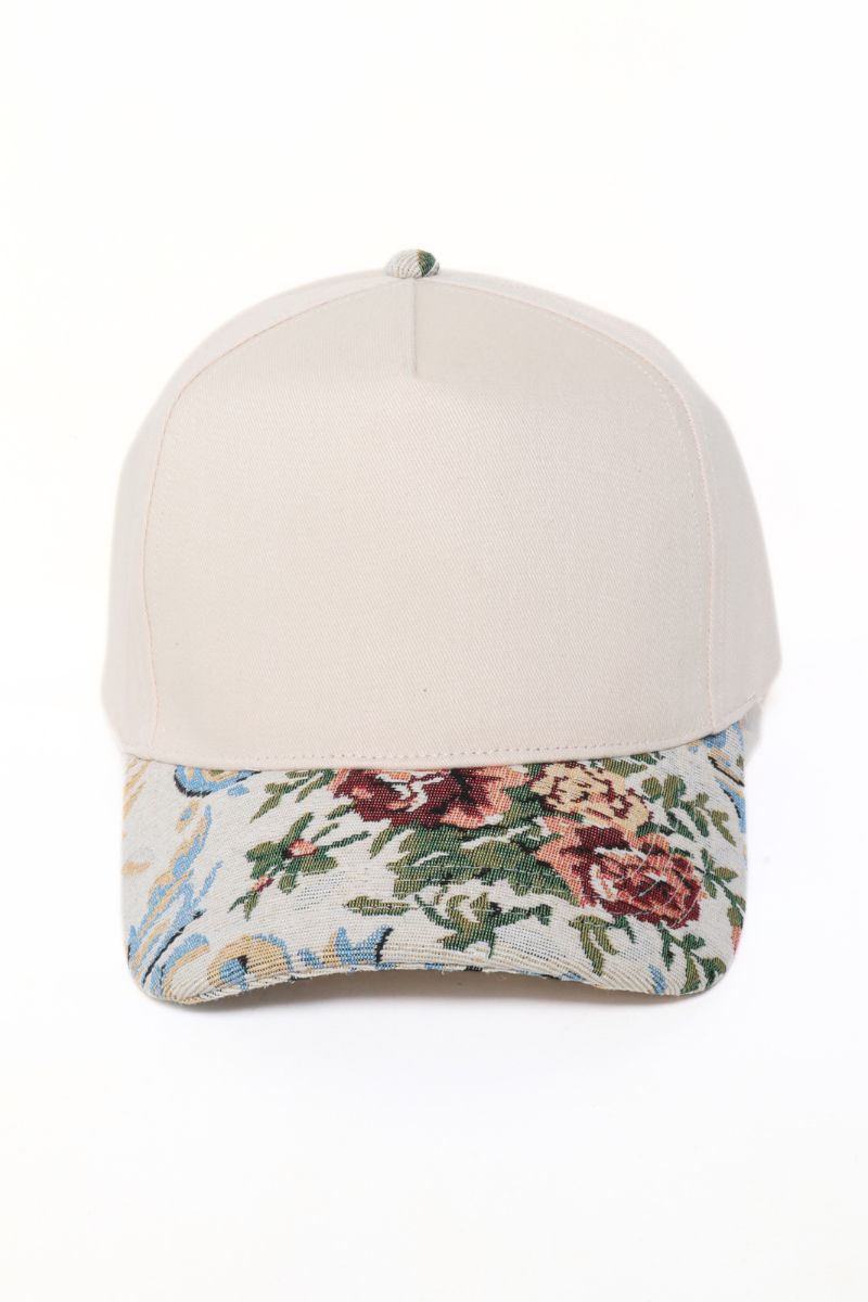 Floral Print Brocade Baseball Cap