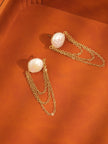 Gold Plated Baroque Pearl Chain Earrings