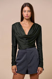 Draped Ease Long Sleeve Cowl Neck Top