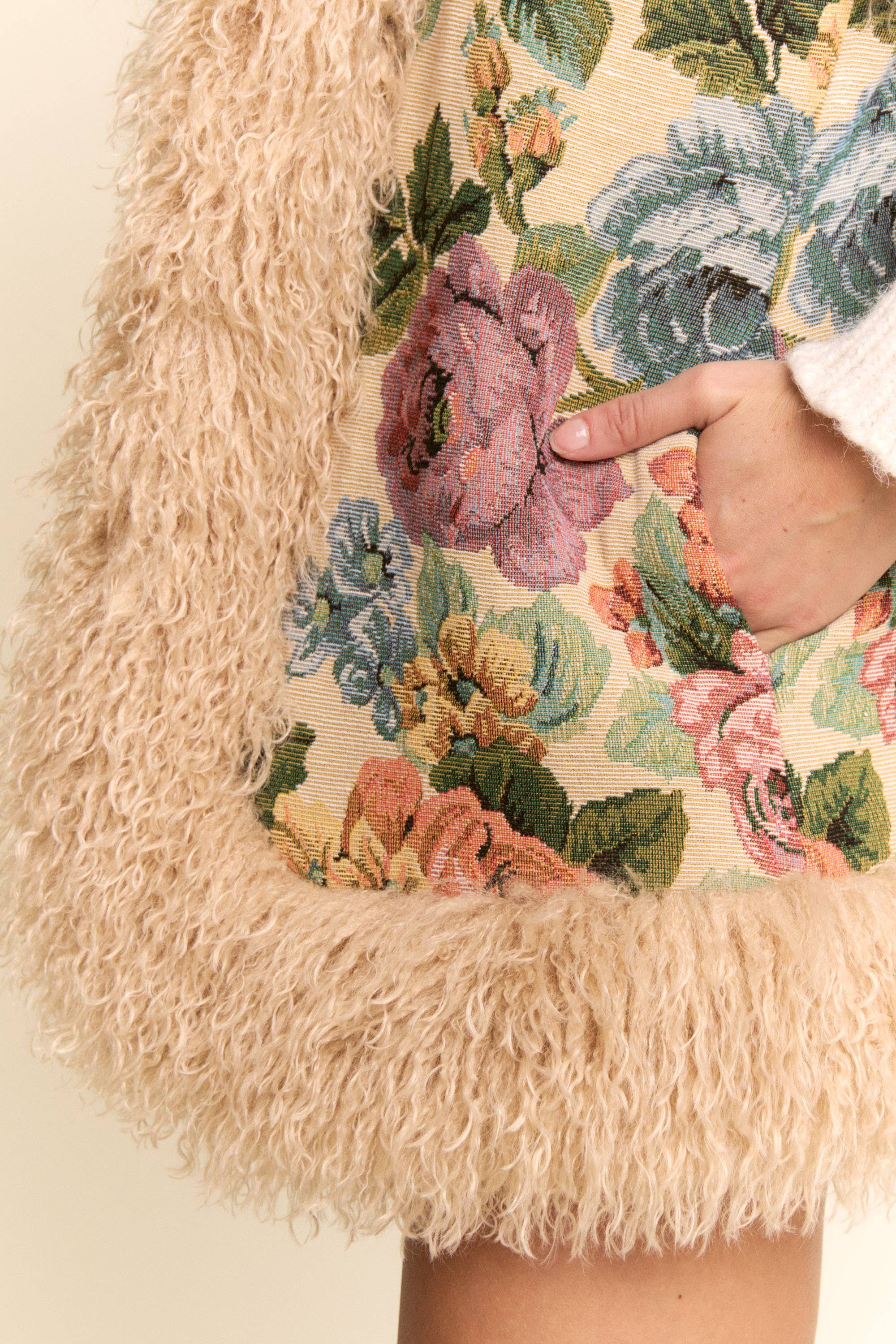 Jacquard Bodice Faux Fur Vest