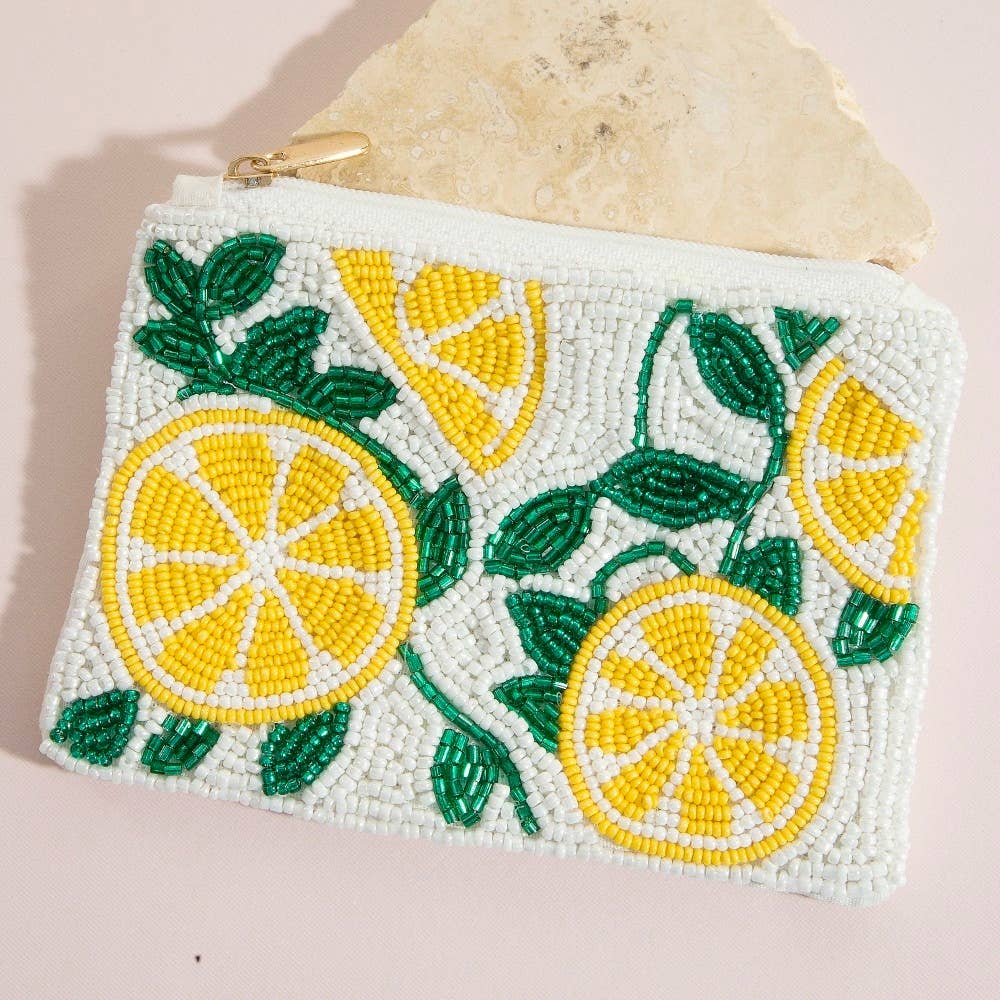 Lemon Slices Beaded Coin Purse