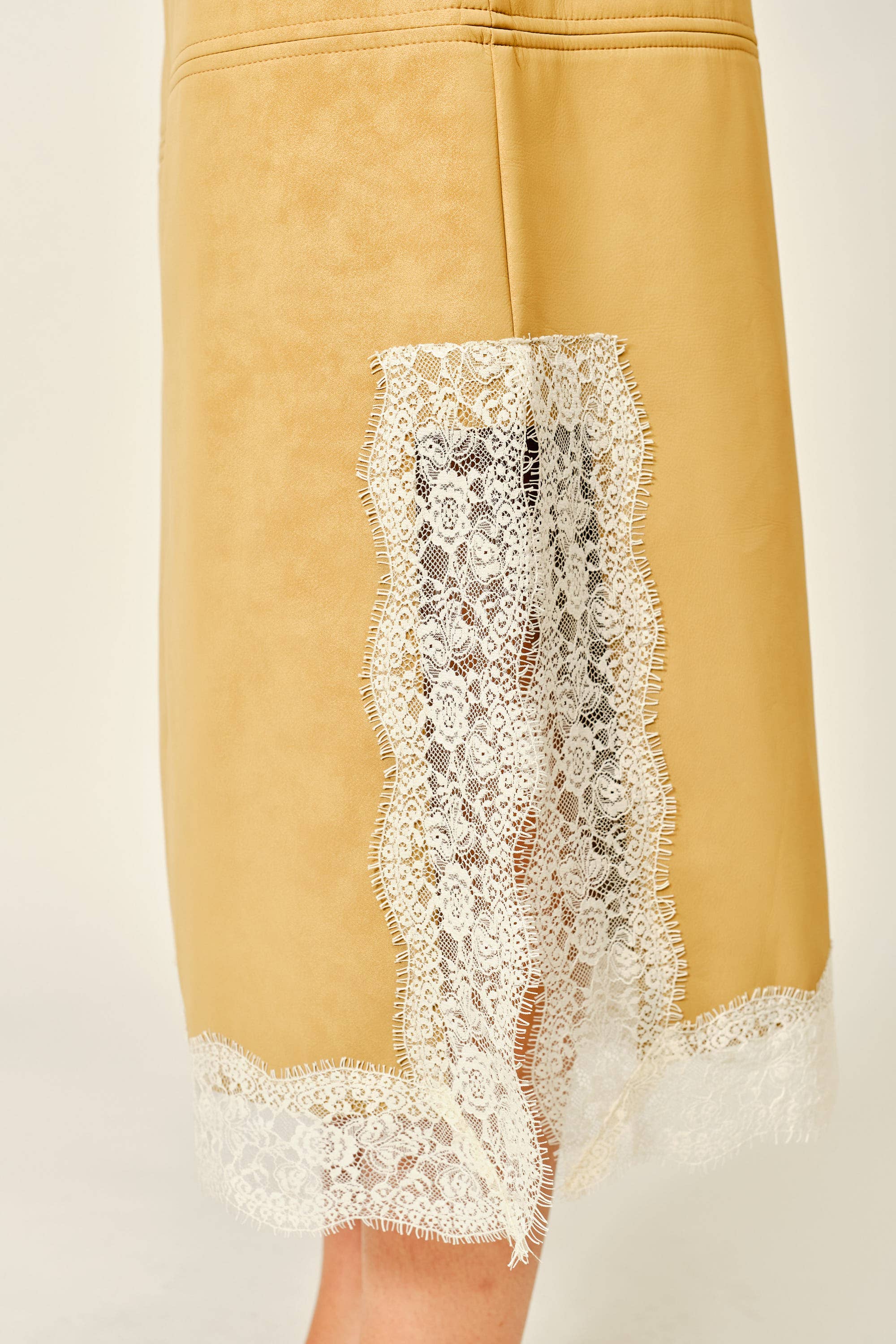 Lace & Leather Midi Skirt