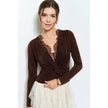 Velvet Twist-Front Long Sleeve Top