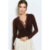 Velvet Twist-Front Long Sleeve Top