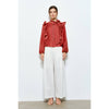 Soft Wool Blouse with Bow Tie & Pearl Buttons