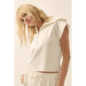 Premium Scuba Oversized Collar Half-Zip Knit Top & High Waist Skort Set