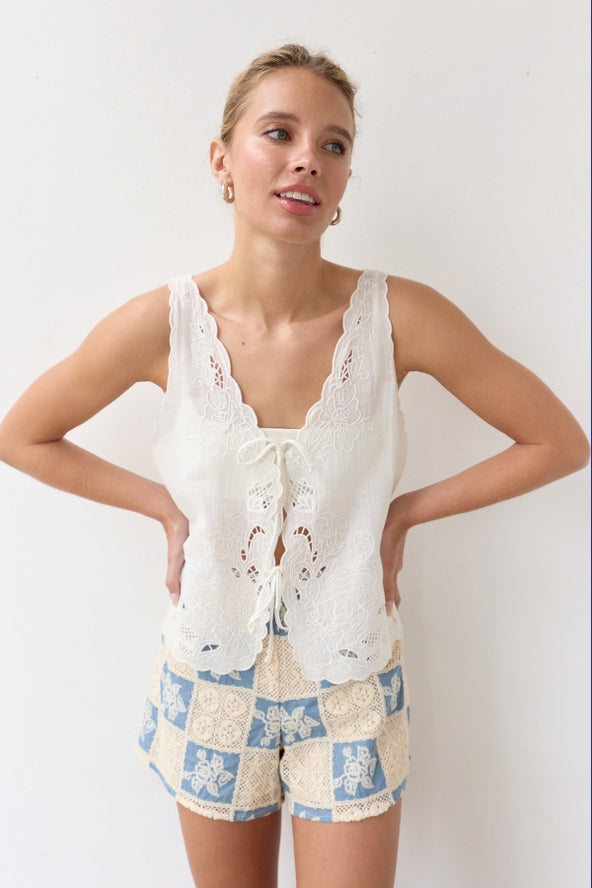 Embroidery Vest Blouse