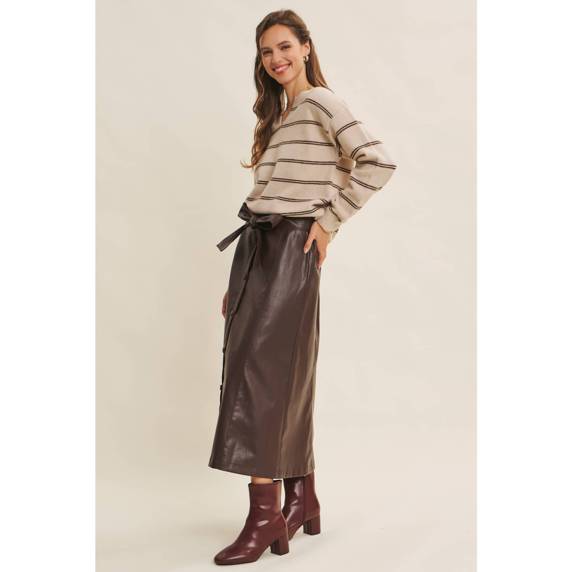 Cioccolato Faux Leather Skirt
