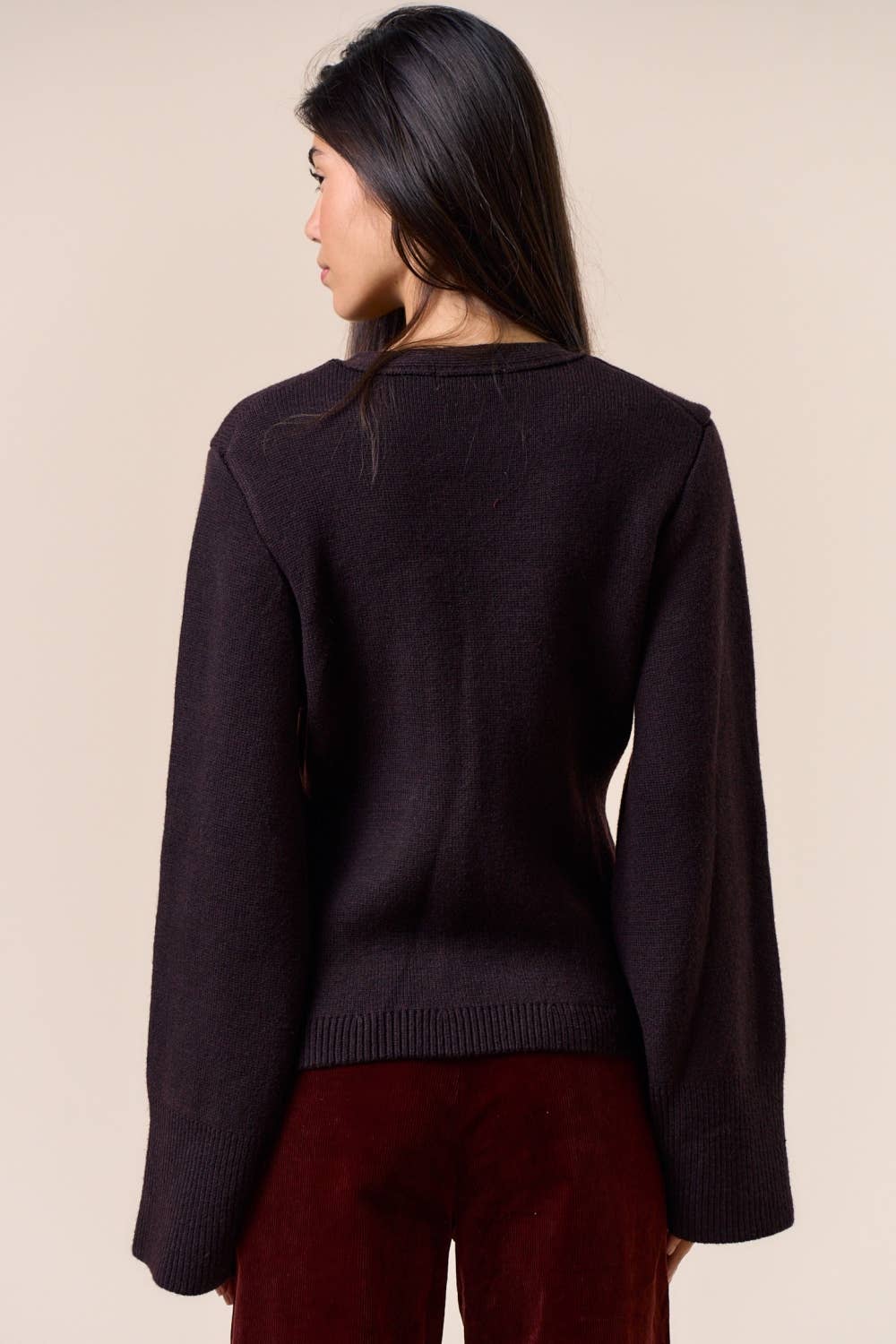 Long Sleeve V-Neck Button Down Cardigan