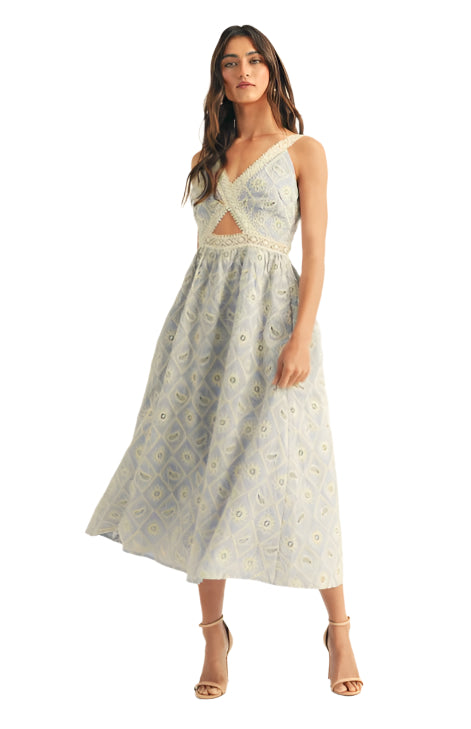 Embroidered Cutout Midi