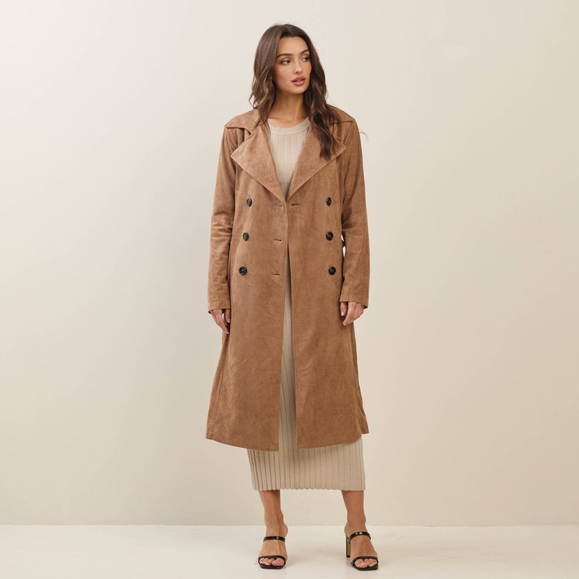 Vegan Suede Trench Coat