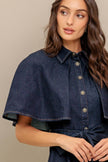 Denim Capelet Midi Dress