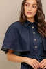 Denim Capelet Midi Dress