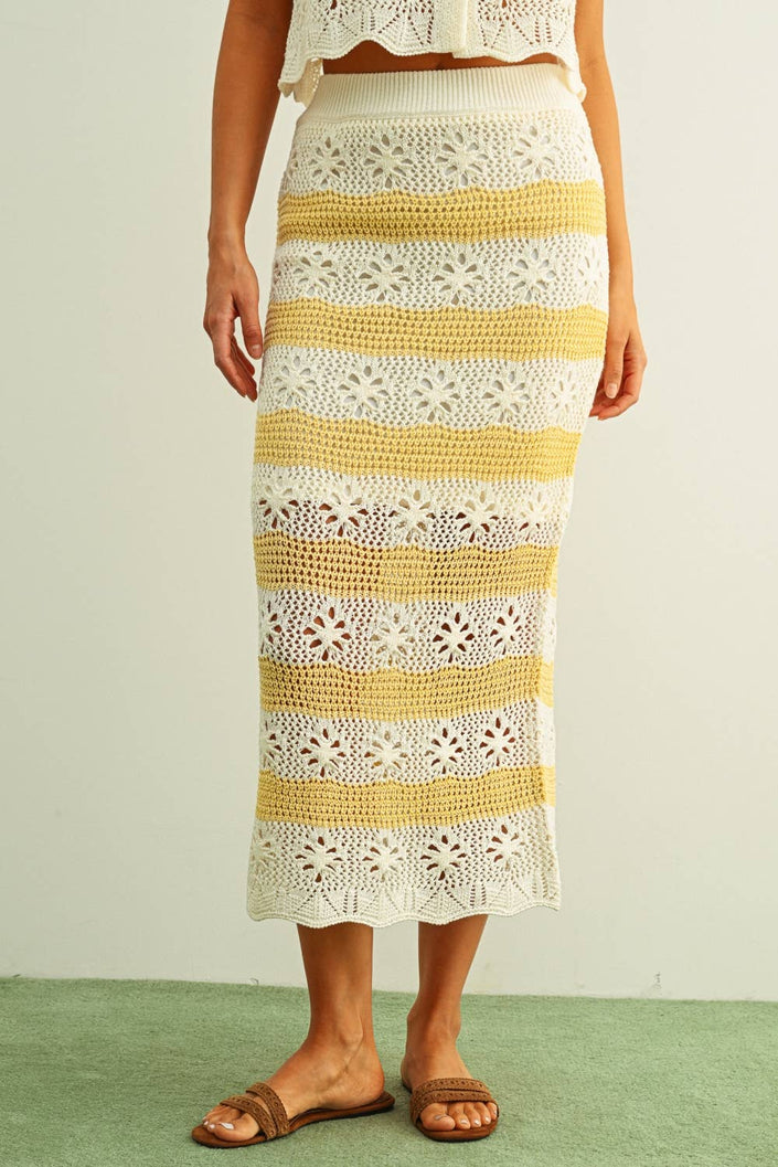 Lemon Cream Midi Skirt