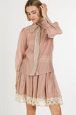Lace Trim Detail Chiffon Shirt & Mini Skirt Set