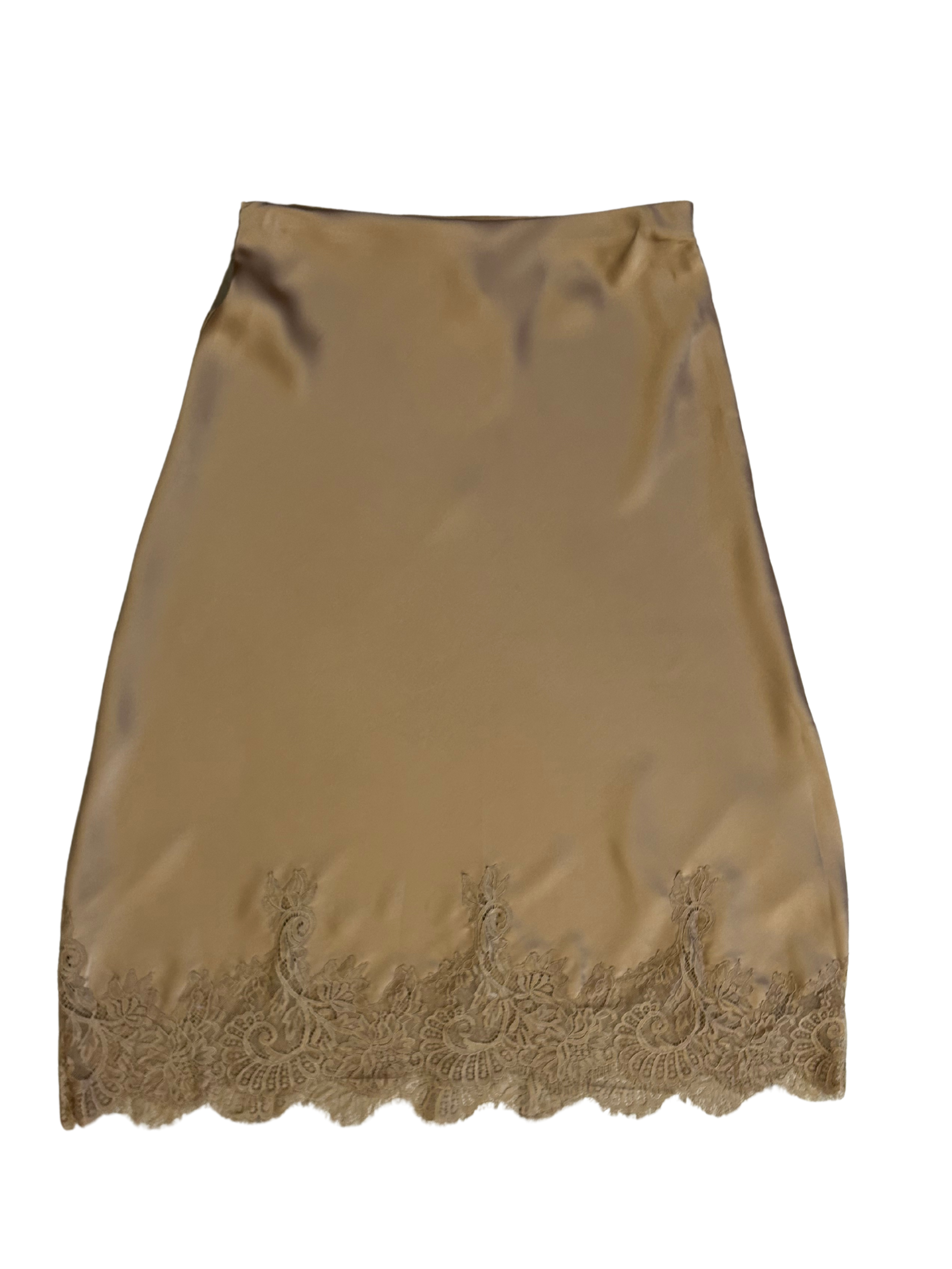 Gold Lace-Trim Slip Skirt