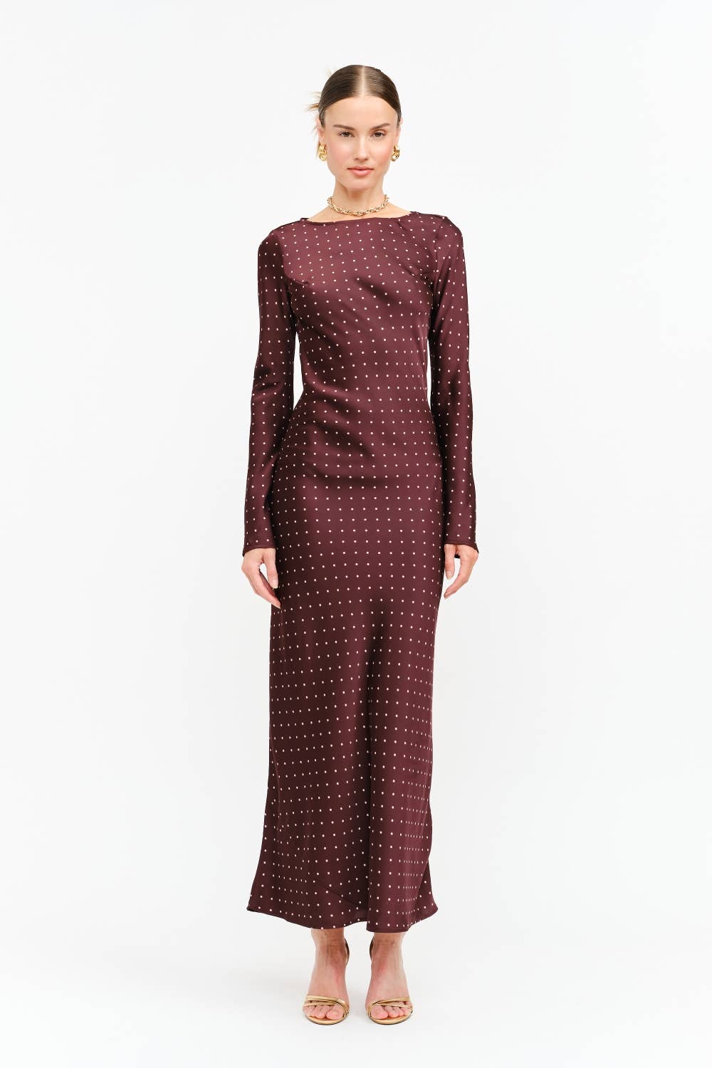 Georgie Burgundy Dot Dress