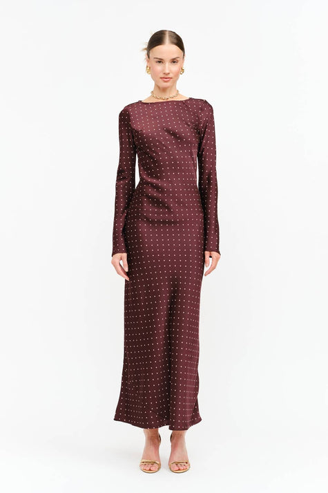 Georgie Burgundy Dot Dress