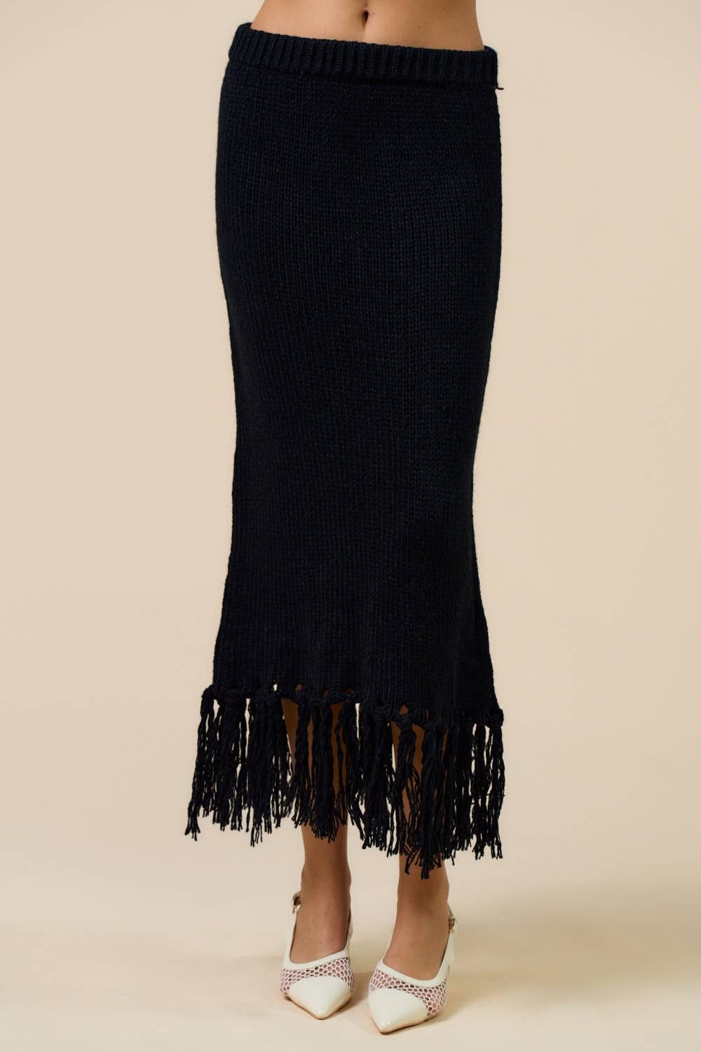 Tassel Trim Knit Skirt