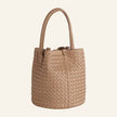 Faux Leather Basket Weave Bucket Bag | TAN