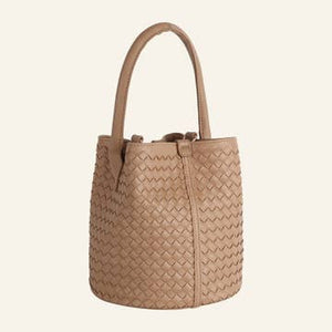 Faux Leather Basket Weave Bucket Bag | TAN