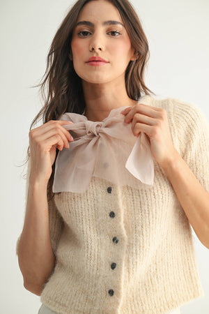 Chiffon Bow Knit Cardigan