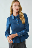 Denim Charm Peplum Blouse