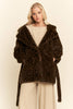 Faux Fur Leopard Print Hooded Jacket