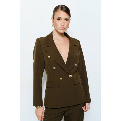 Gold Button Double-Breasted Tailored Blazer