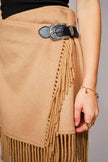 Fringe Buckle Wrap Mini Skirt