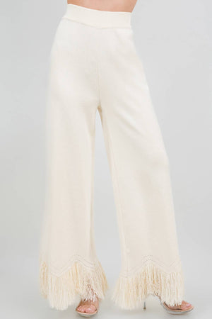 Fringe Bottom Hem Knit Pant