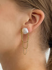 Gold Plated Baroque Pearl Chain Earrings