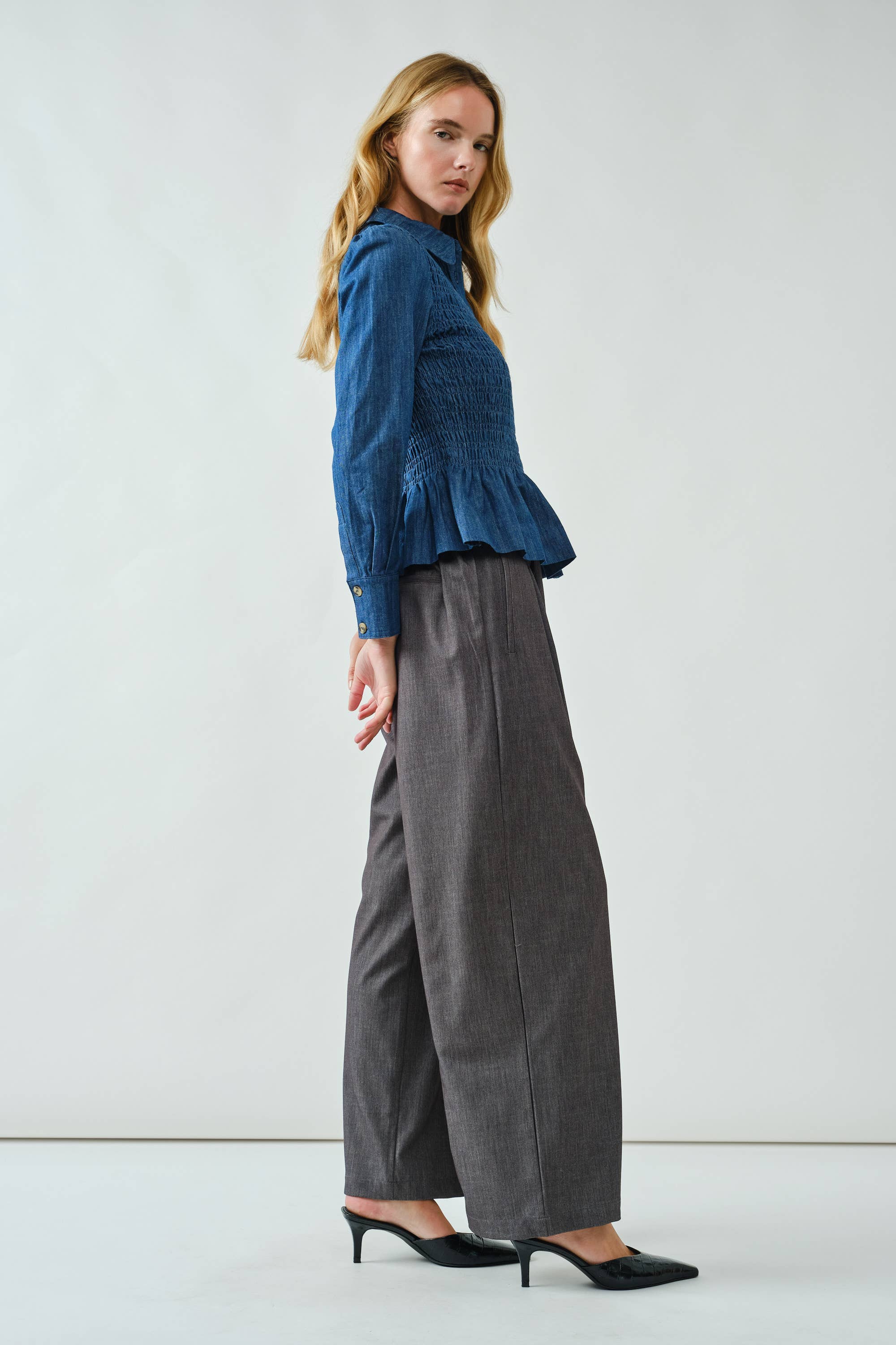 Denim Charm Peplum Blouse