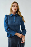 Denim Charm Peplum Blouse